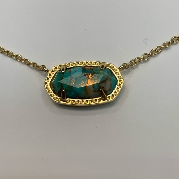Kendra Scott Elisa Veined Turquoise Necklace 14k Gold Over Brass. Color Bar - Picture 10 of 10